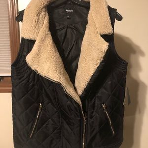 KENSIE JEANS FLEECE FUR QUILTED VEST NWT